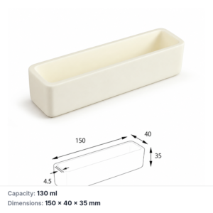 (MQABO240) Rectangular Alumina Boat, 150 × 40 × 35 mm, 130 mL