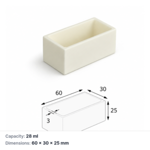 (MQABO242) Rectangular Alumina Boat, 60 × 30 × 25 mm, 28 mL