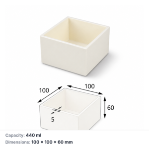 (MQABO243) Square Alumina Boat, 100 × 100 × 60 mm, 440 mL