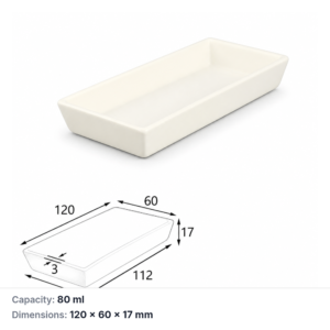 (MQABO249) Trapezoidal Alumina Boat, 120 × 60 × 17 mm, 80 mL