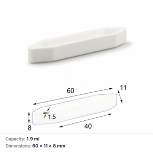 (MQABO261) Rectangular Alumina Boat, 60 × 11 × 8 mm, 1.9 mL