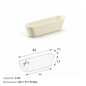 (MQABO262) Rectangular Alumina Boat, 43 × 11 × 11 mm, 2 mL