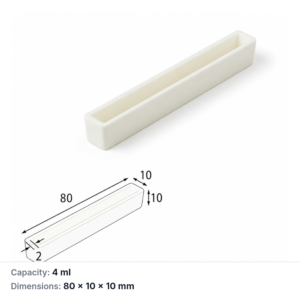 (MQABO264) Rectangular Alumina Boat, 80 × 10 × 10 mm, 4 mL