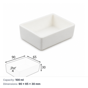 (MQABO265) Rectangular Alumina Boat, 90 × 65 × 30 mm, 100 mL