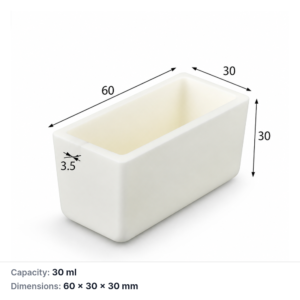 (MQABO266) Rectangular Alumina Boat, 60 × 30 × 30 mm, 30 mL