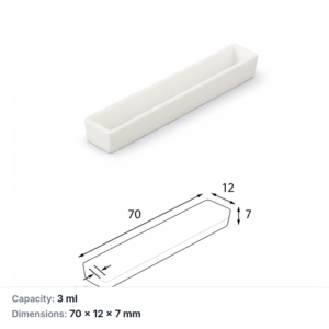 (MQABO267) Rectangular Alumina Boat, 70 × 12 × 7 mm, 3 mL
