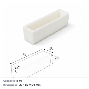 (MQABO268) Rectangular Alumina Boat, 75 × 20 × 20 mm, 15 mL