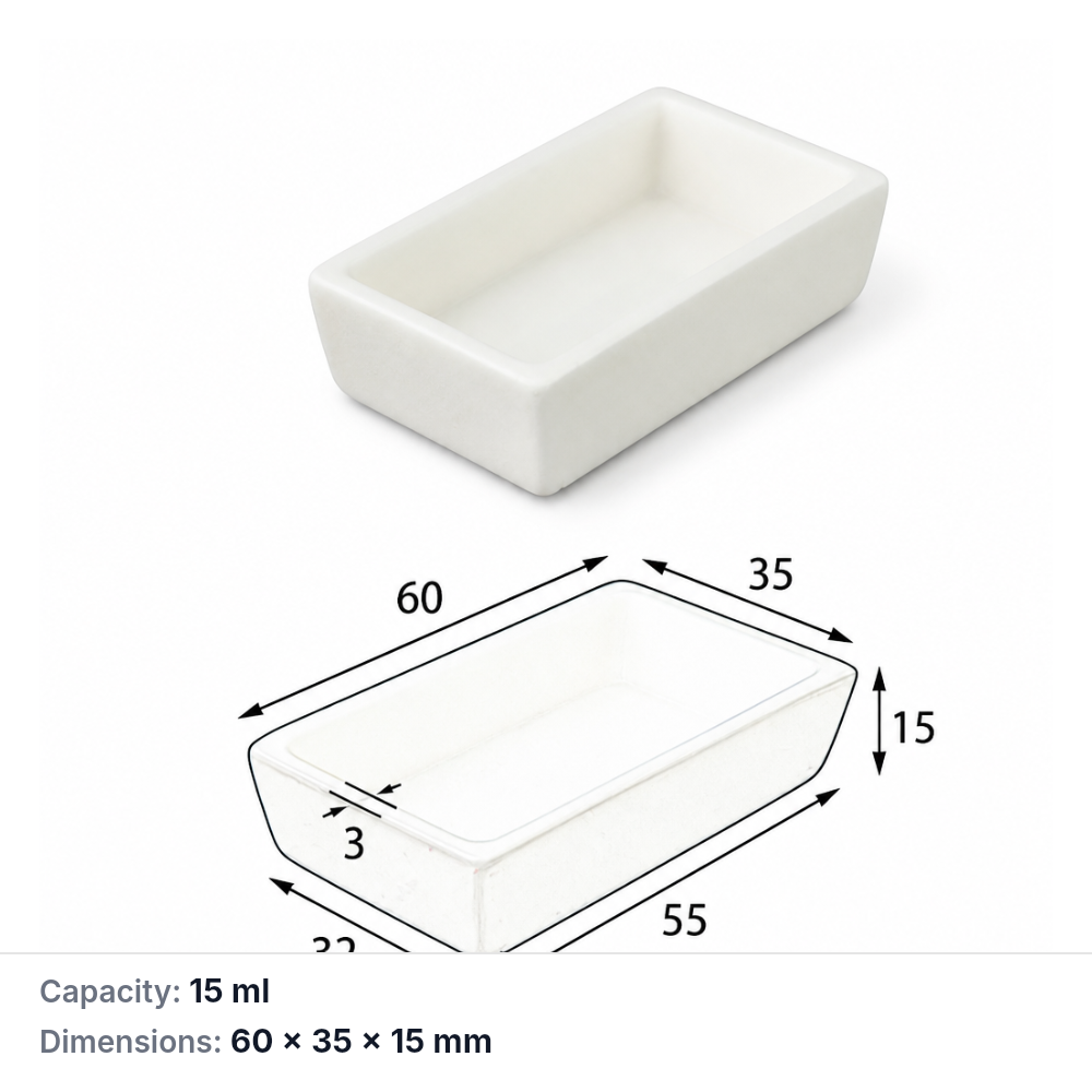 (MQABO269) Trapezoidal Alumina Boat, 60 × 35 × 15 mm, 15 mL