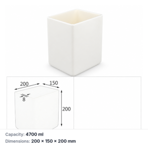 (MQABO273) Rectangular Alumina Boat, 200 × 150 × 200 mm, 4700 mL