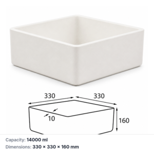 (MQABO274) Square Alumina Boat, 330 × 330 × 160 mm, 14000 mL