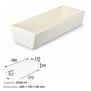 (MQABO278) Trapezoidal Alumina Boat, 380 × 135 × 60 mm, 2000 mL