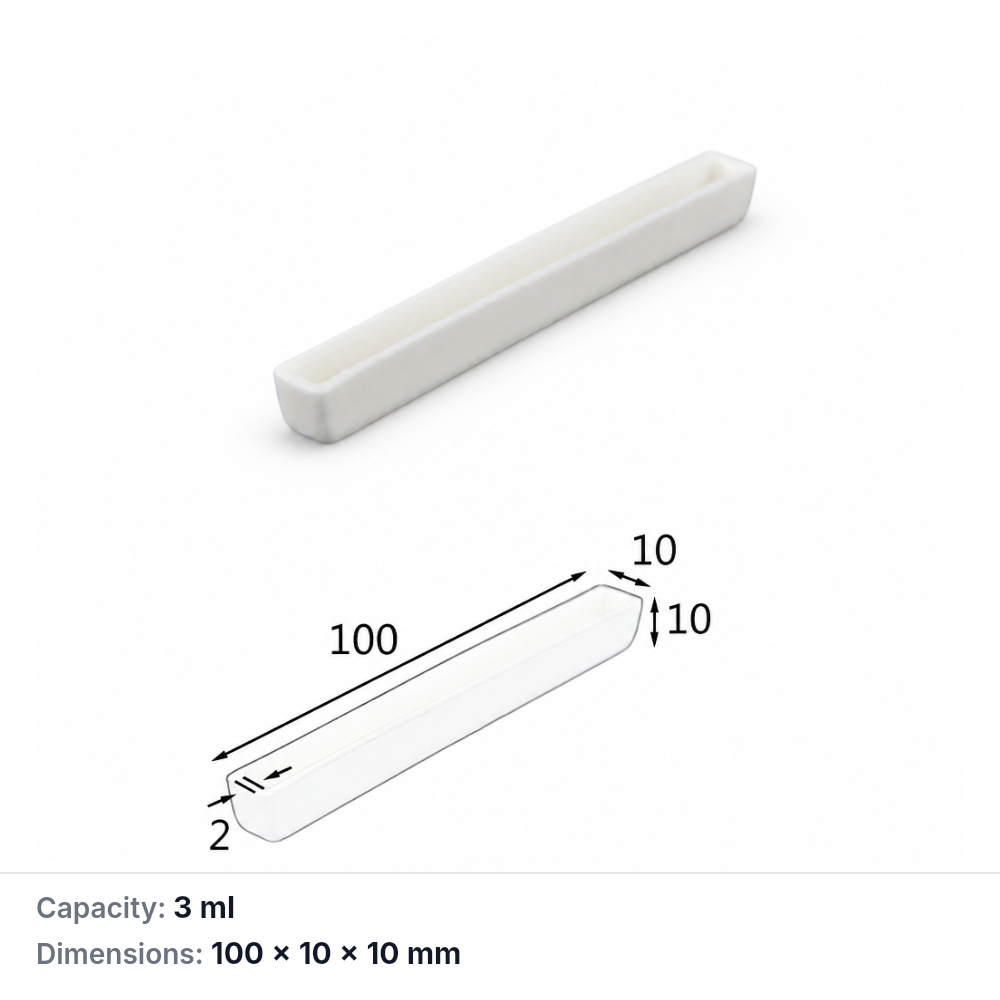 (MQABO279) Rectangular Alumina Boat, 100 × 10 × 10 mm, 3 mL