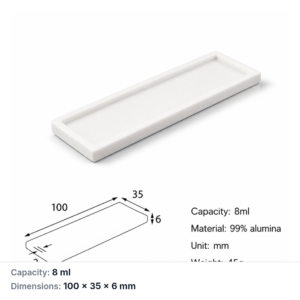 (MQABO280) Rectangular Alumina Boat, 100 × 35 × 6 mm, 8 mL