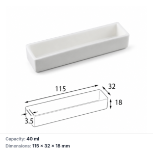 (MQABO282) Rectangular Alumina Boat, 115 × 32 × 18 mm, 40 mL