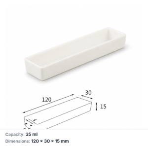 (MQABO284) Rectangular Alumina Boat, 120 × 30 × 15 mm, 35 mL
