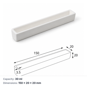 (MQABO285) Rectangular Alumina Boat, 150 × 20 × 20 mm, 30 mL