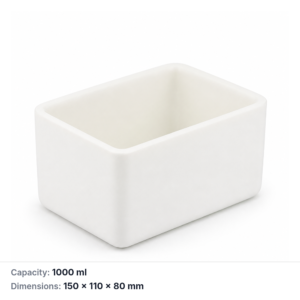 (MQABO287) Rectangular Alumina Boat, 150 × 110 × 80 mm, 1000 mL