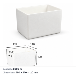 (MQABO289) Rectangular Alumina Boat, 190 × 140 × 120 mm, 2300 mL