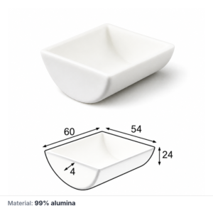 (MQABO299) Semi-cylindrical Alumina Boat, 60 × 54 × 24 mm, 40 mL