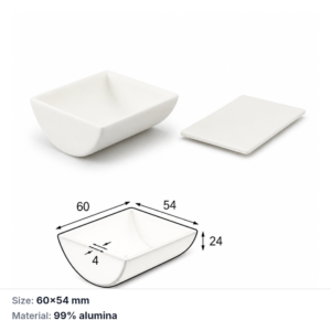 (MQABO305) Semi-cylindrical Alumina Boat with Lid, 60 × 54 × 24 mm, 40 mL