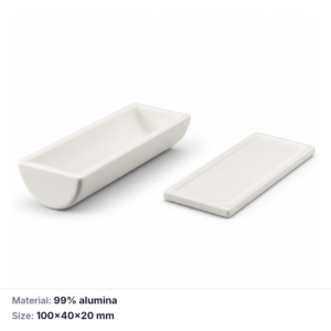 (MQABO308) Semi-cylindrical Alumina Boat with Lid, 100 × 40 × 20 mm, 40 mL