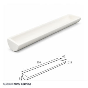 (MQABO309) Semi-cylindrical Alumina Boat, 250 × 40 × 18 mm, 60 mL