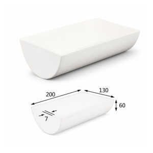 (MQABO312) Semi-cylindrical Alumina Boat, 200 × 130 × 60 mm, 1000 mL