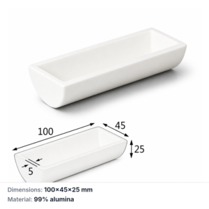 (MQABO320) Semi-cylindrical Alumina Boat, 100 × 45 × 25 mm