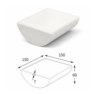 (MQABO322) Semi-cylindrical Alumina Boat, 150 × 150 × 60 mm, 700 mL