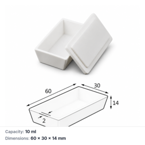 (MQABO335) Trapezoidal Alumina Boat with Lid, 60 × 30 × 14 mm, 10 mL