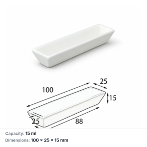 (MQABO348) Trapezoidal Alumina Boat, 100 × 25 × 15 mm, 15 mL