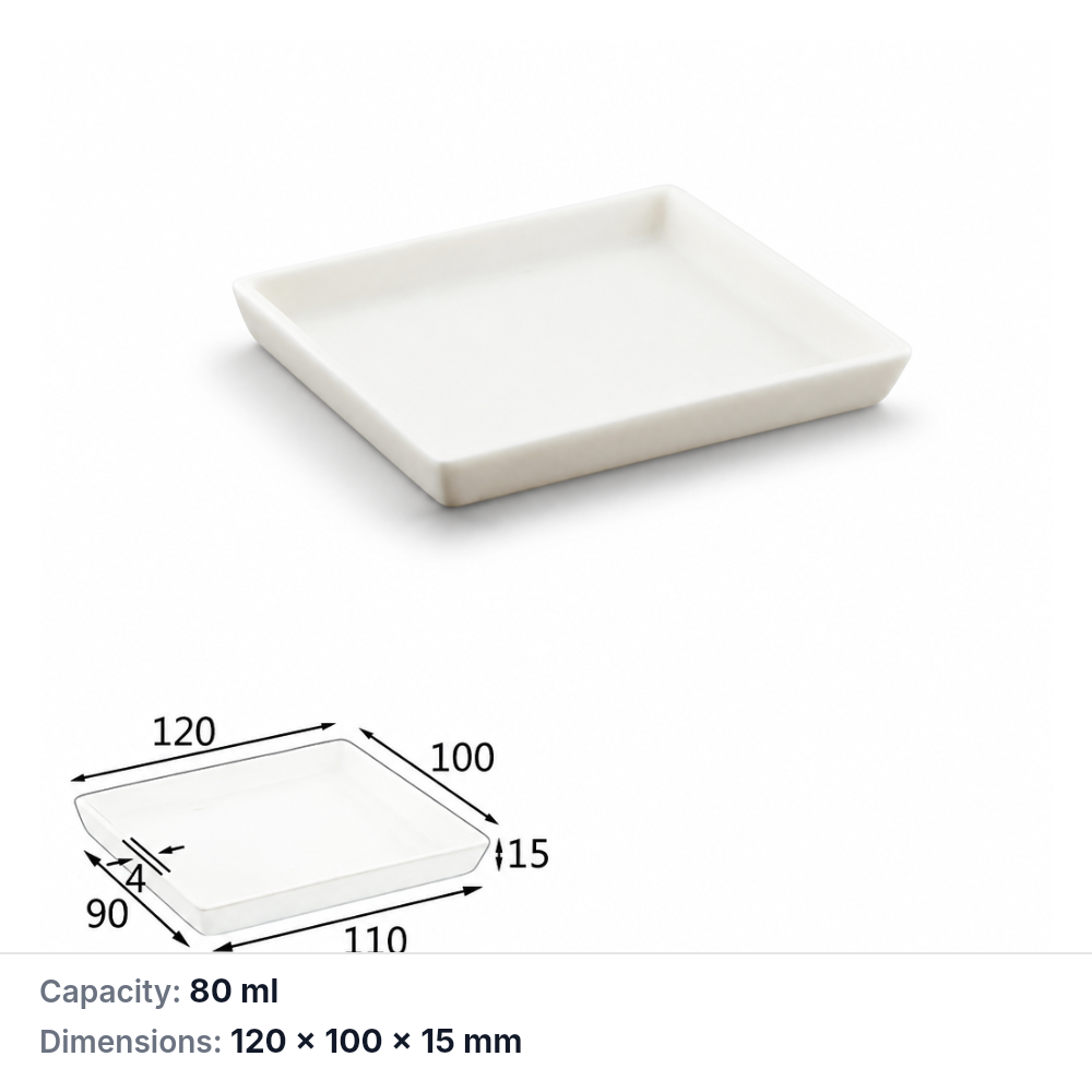 MQABO351: Trapezoidal Alumina Boat, 120 × 100 × 15 mm, 80 mL
