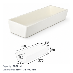 (MQABO352) Trapezoidal Alumina Boat, 380 × 135 × 60 mm, 2000 mL