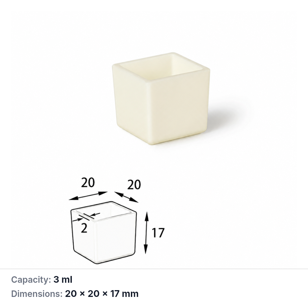 MQABO354: Trapezoidal Alumina Boat, 20 × 20 × 17 mm, 3 mL