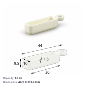 (MQABO359) Alumina Boat with Perforated Tab, 44 × 10 × 9.5 mm, 1.5 mL