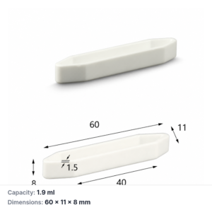 (MQABO361) Rectangular Alumina Boat, 60 × 11 × 8 mm, 1.9 mL