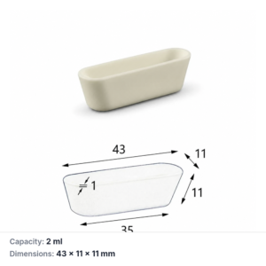 (MQABO362) Rectangular Alumina Boat, 43 × 11 × 11 mm, 2 mL