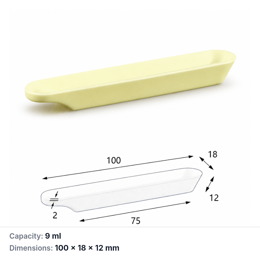 MQABO364: Rectangular Alumina Boat, 100 × 18 × 12 mm, 9 mL