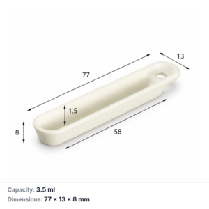 (MQABO368) Perforated Rectangular Alumina Boat, 77 × 13 × 8 mm, 3.5 mL