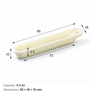 (MQABO371) Perforated Rectangular Alumina Boat, 95 × 16 × 10 mm, 4.5 mL
