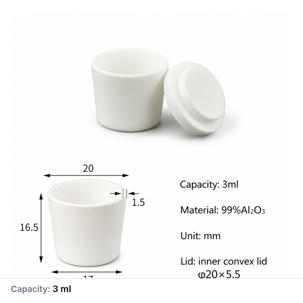 (MQACR031) Arc-shaped Alumina Crucible with Lid, 3 mL