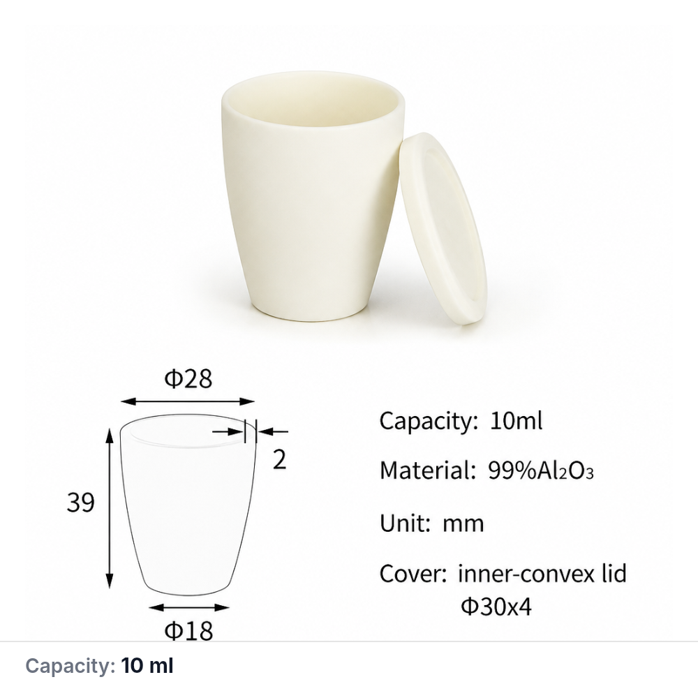 (MQACR035) Arc-shaped Alumina Crucible with Lid, 10 mL, Tall Form