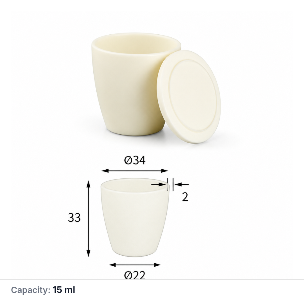 (MQACR037) Arc-shaped Alumina Crucible with Lid, 15 mL, Tall Form