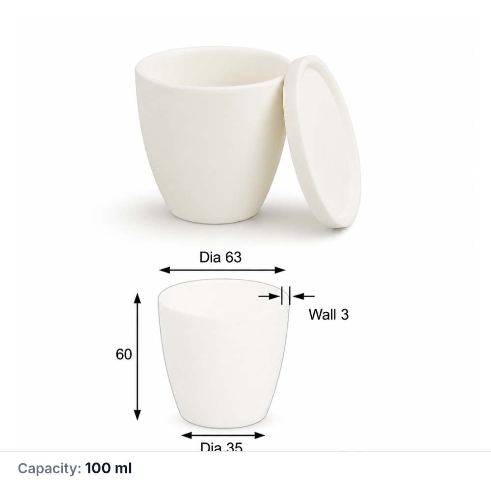 (MQACR045) Arc-shaped Alumina Crucible with Lid, 100 mL