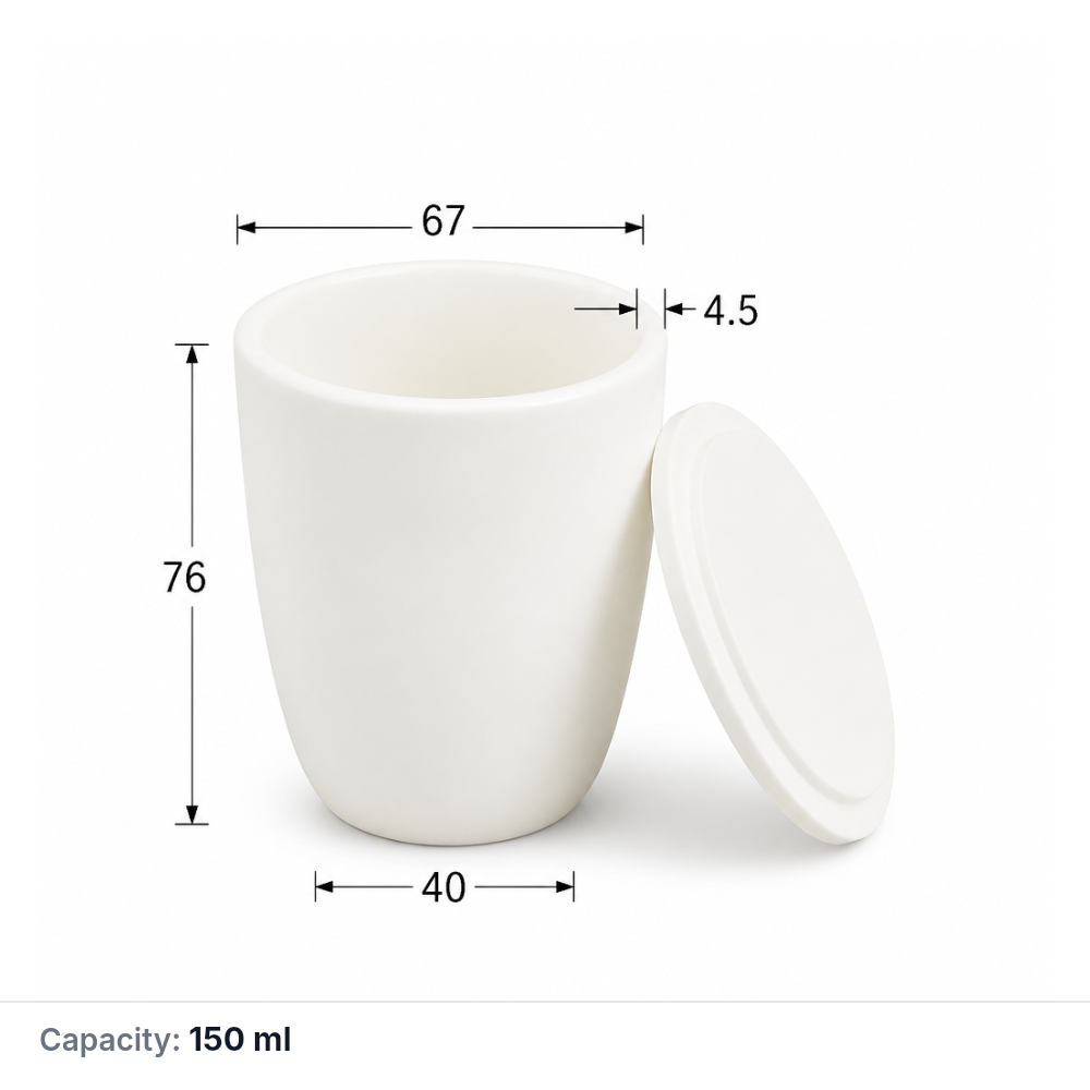 (MQACR048) Arc-shaped Alumina Crucible with Lid, 150 mL