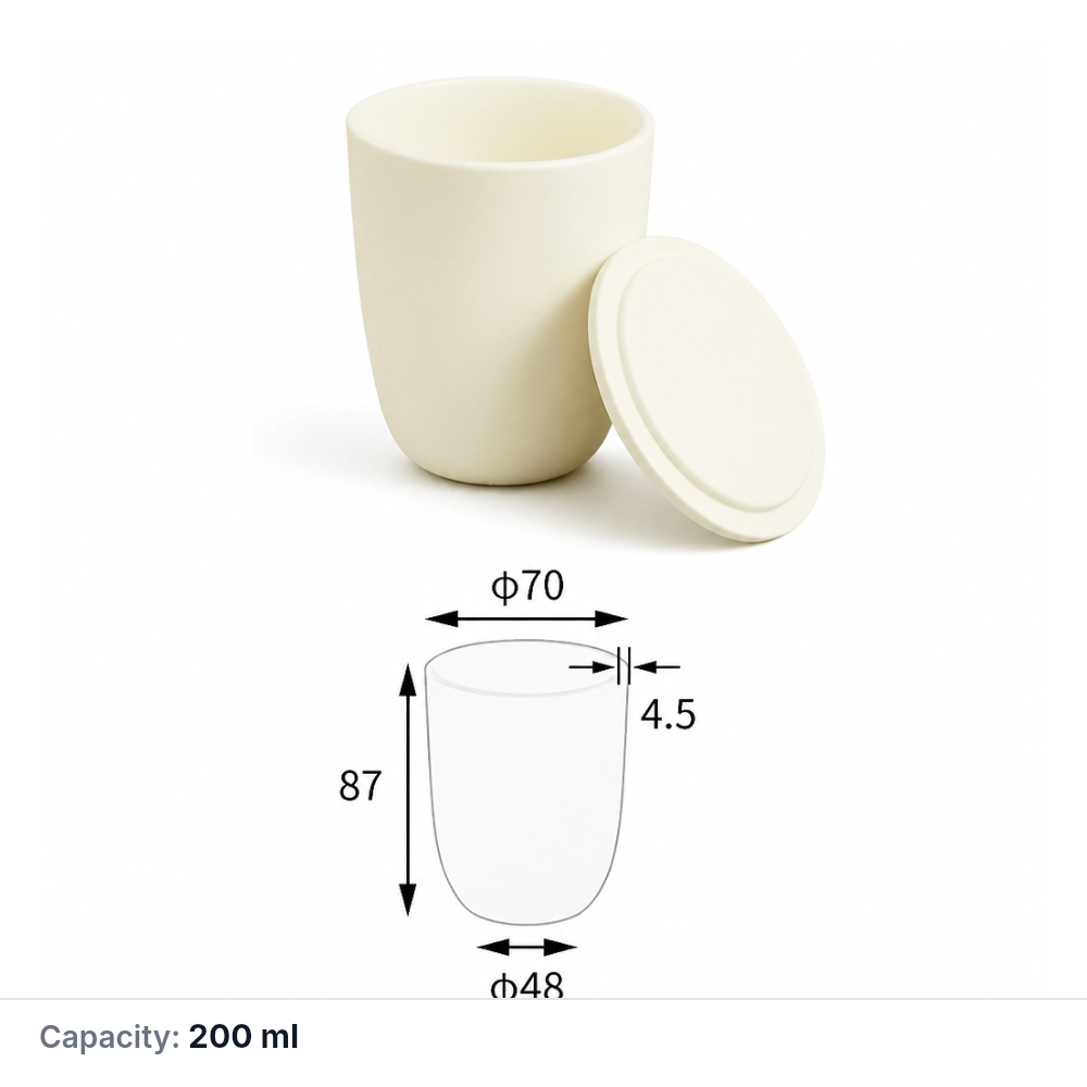 (MQACR050) Arc-shaped Alumina Crucible with Lid, 200 mL