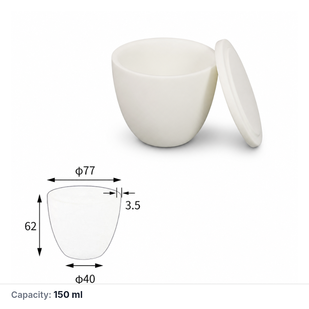 (MQACR071) Arc-shaped Alumina Crucible with Lid, 150 mL