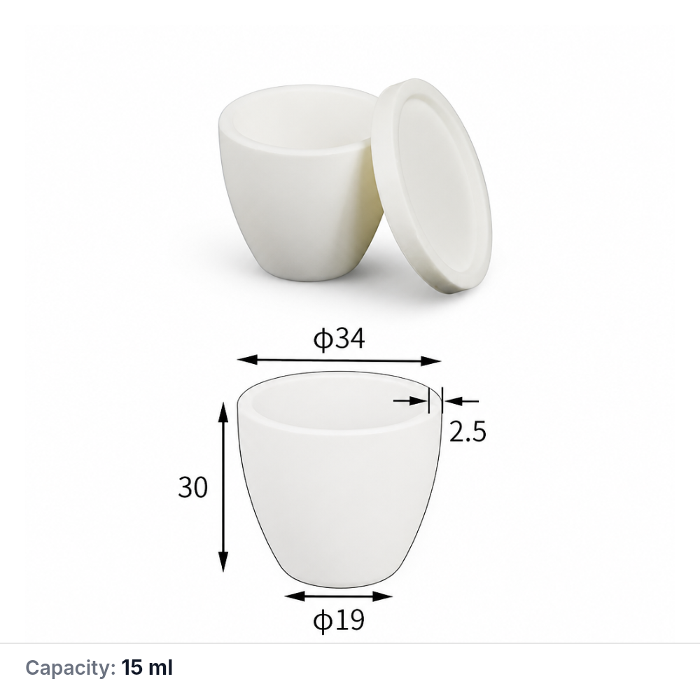 (MQACR084) Arc-shaped Alumina Crucible with Lid, 15 mL