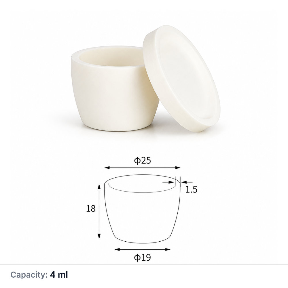 (MQACR087) Arc-shaped Alumina Crucible with Lid, 4 mL