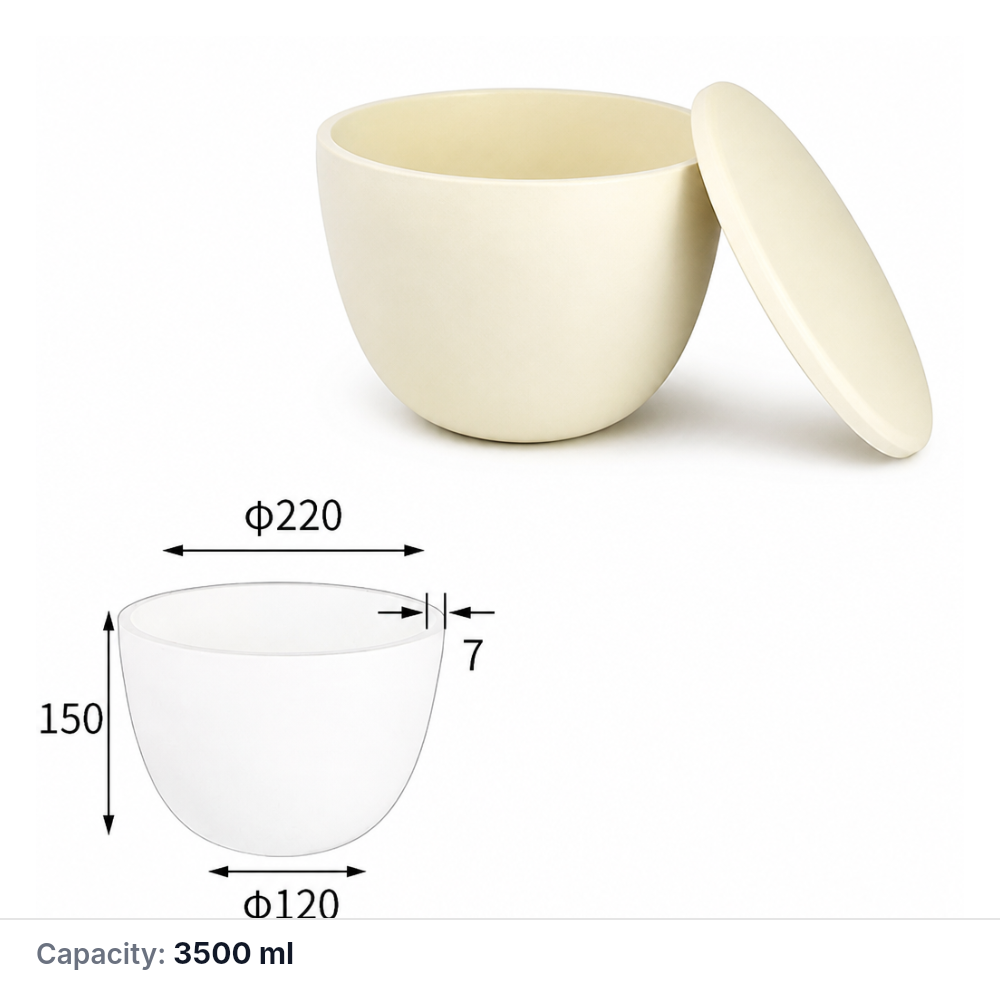 (MQACR092) Arc-shaped Alumina Crucible with Lid, 3500 mL